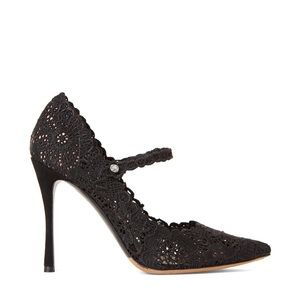 Tabitha Simmons black Raleigh crocheted pumps NWB